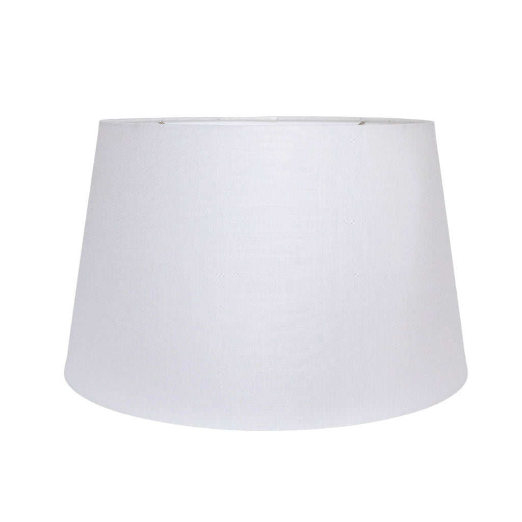 Tapered Drum Lampshade in White Linen | Newport Lamp And Shade | Located in Newport, RI