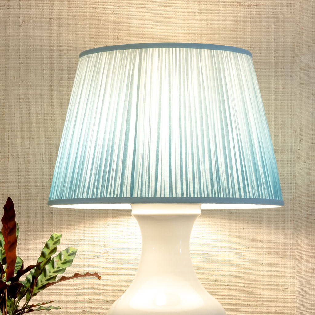 Shirred Ombre Lampshade - Aqua | Newport Lamp And Shade | Located in Newport, RI