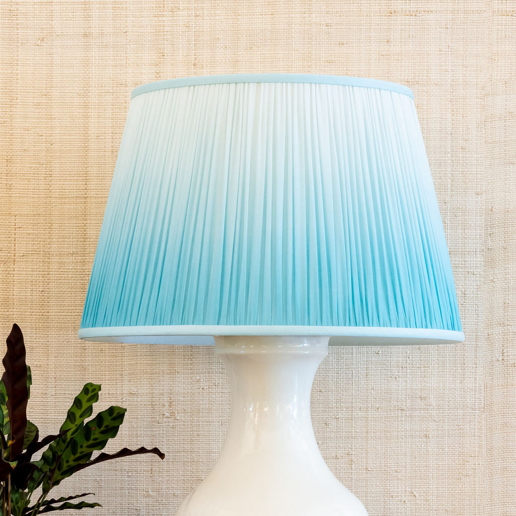 Shirred Ombre Lampshade - Aqua | Newport Lamp And Shade | Located in Newport, RI