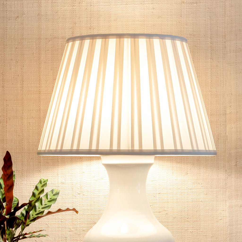 Pleated Silk Lampshade in Eggshell | Newport Lamp And Shade | Located in Newport, RI