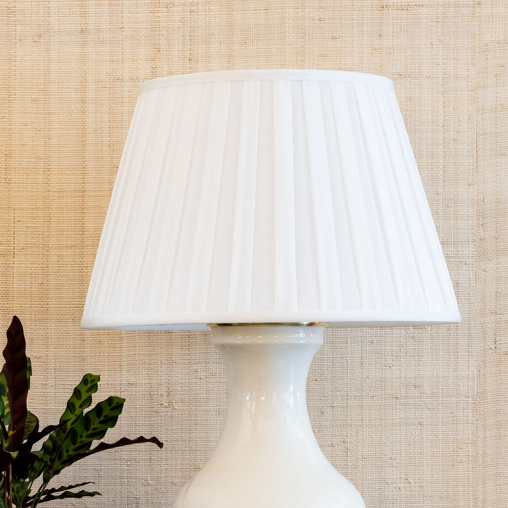 Pleated Silk Lampshade in White | Newport Lamp And Shade | Located in Newport, RI