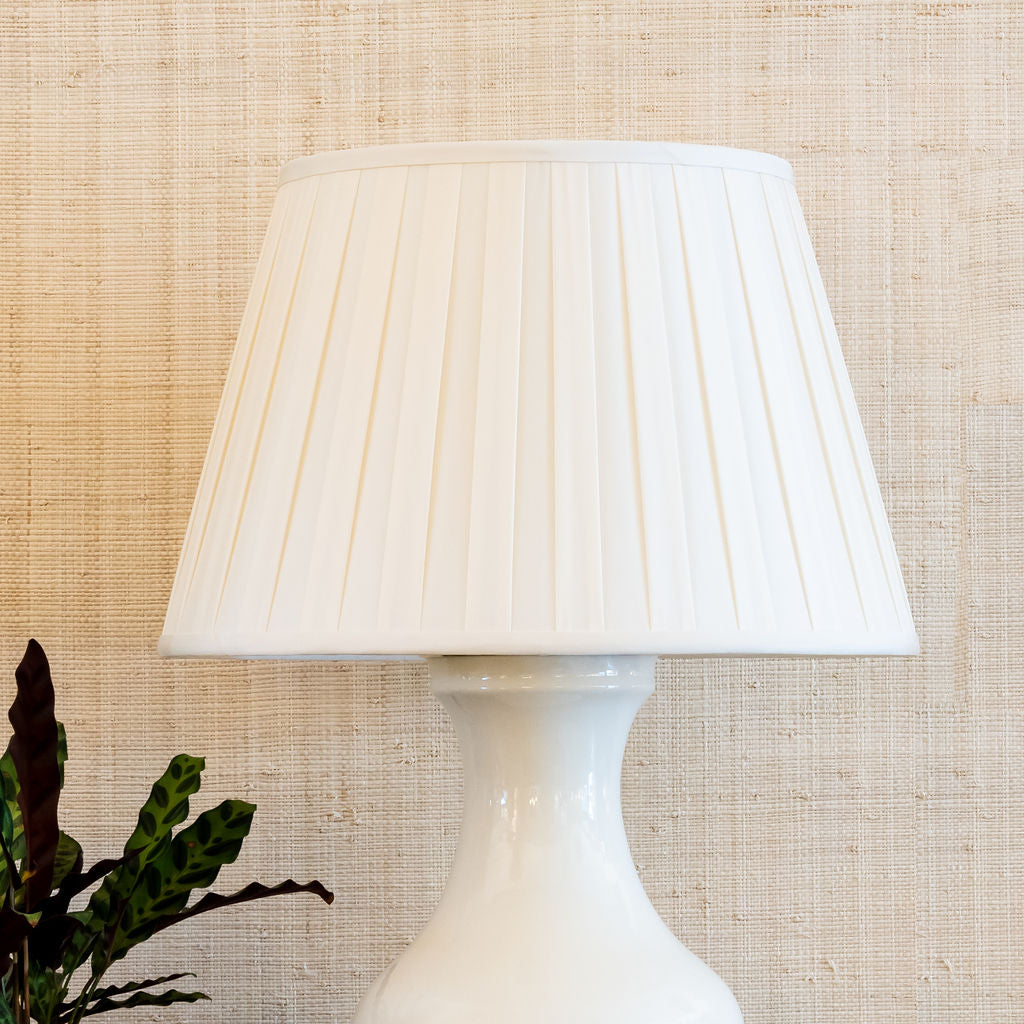 Pleated Silk Lampshade in Eggshell | Newport Lamp And Shade | Located in Newport, RI