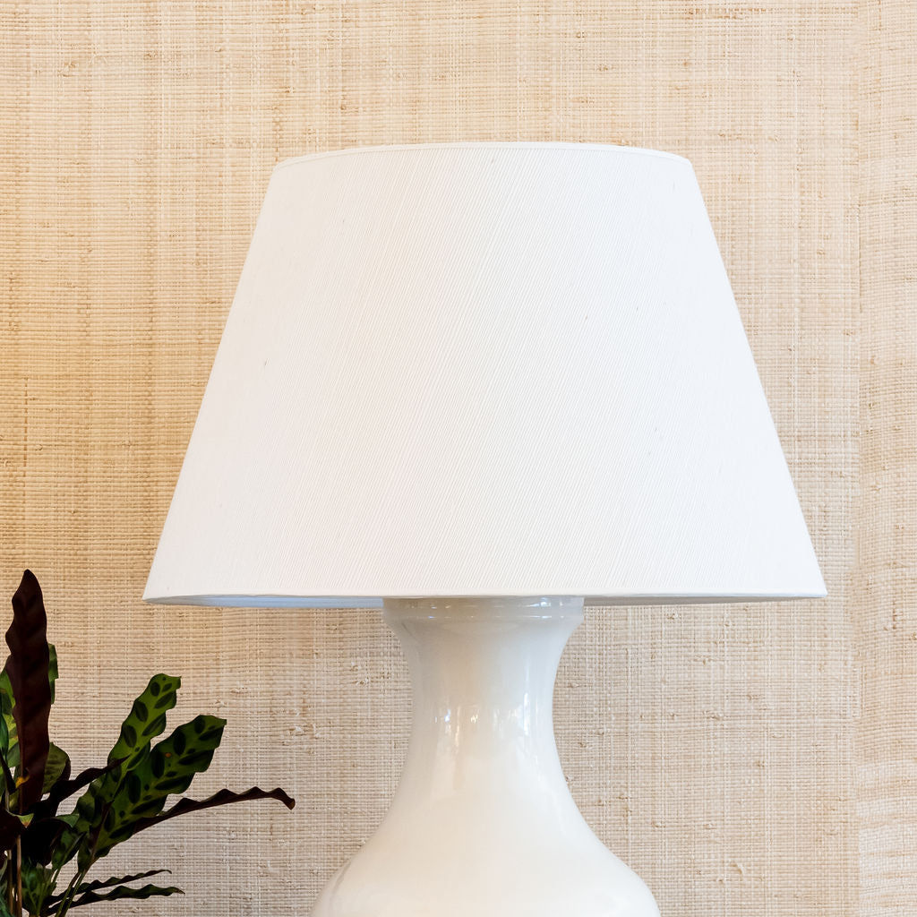 New Grasscloth Lampshade in White | Newport Lamp And Shade | Located in Newport, RI