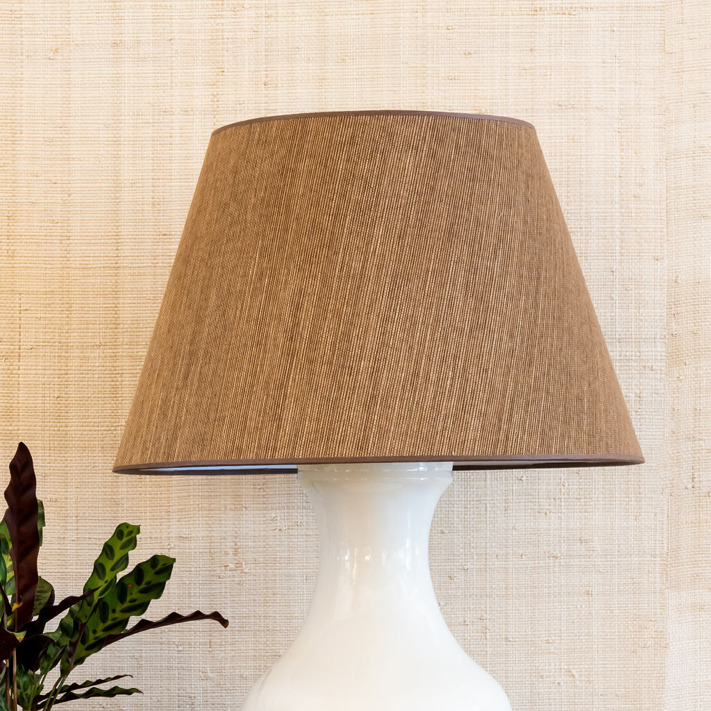 New Grasscloth Lampshade in Brown | Newport Lamp And Shade | Located in Newport, RI