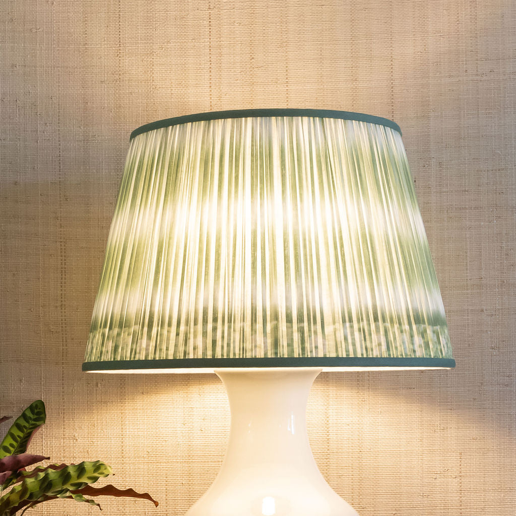 Shirred Ikat Lampshades - Green | Newport Lamp And Shade | Located in Newport, RI