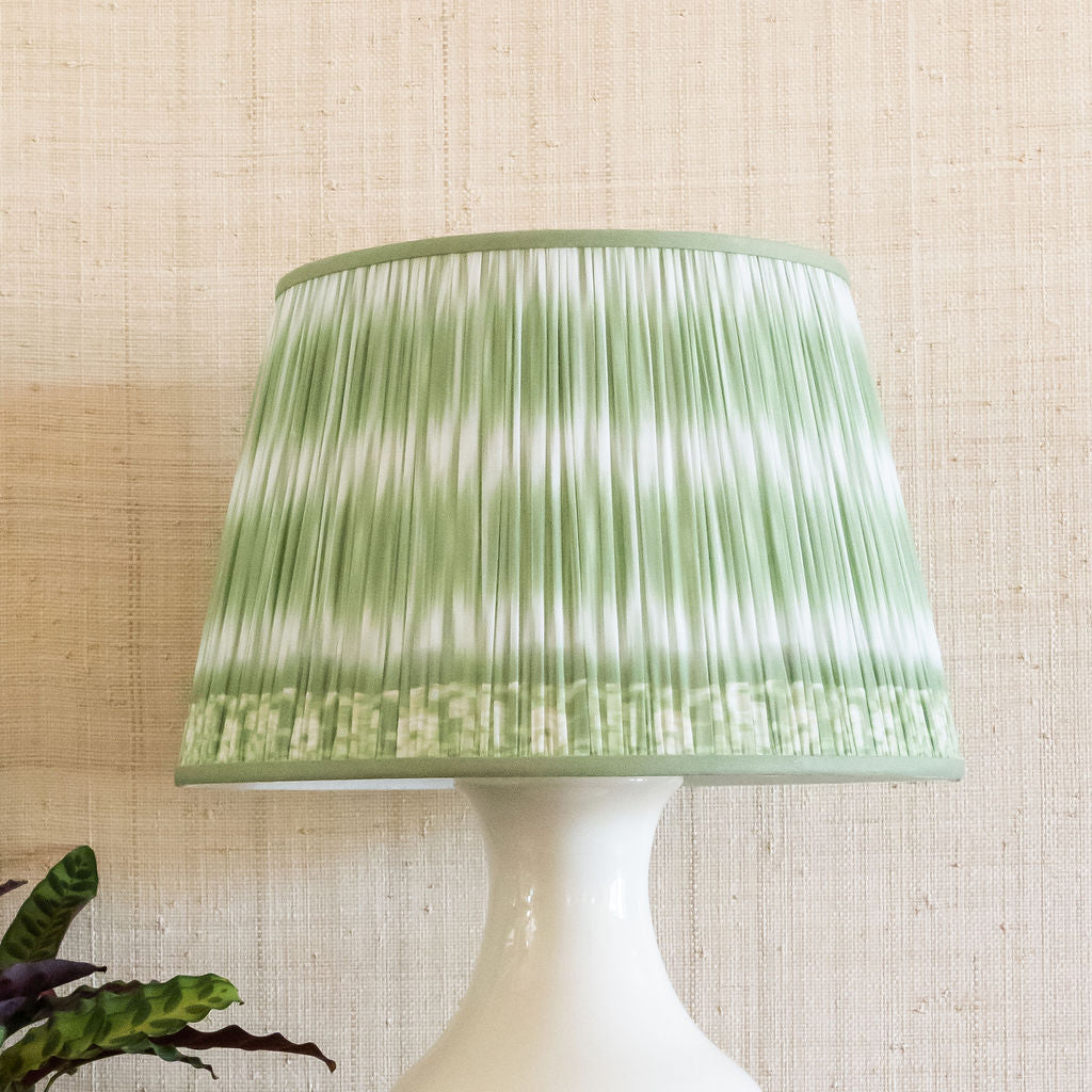 Shirred Ikat Lampshades - Green | Newport Lamp And Shade | Located in Newport, RI