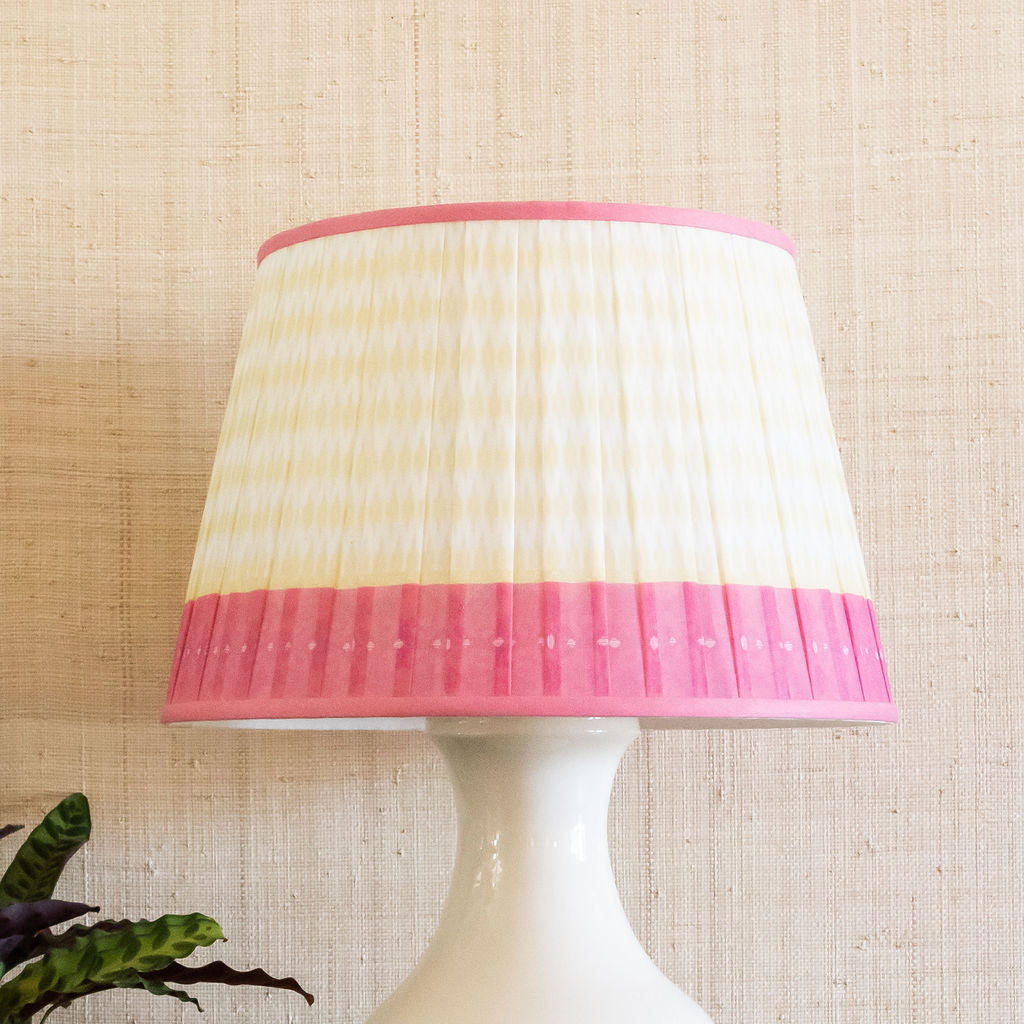 Shirred Banded Lampshade in Citrus & Coral | Newport Lamp And Shade | Located in Newport, RI