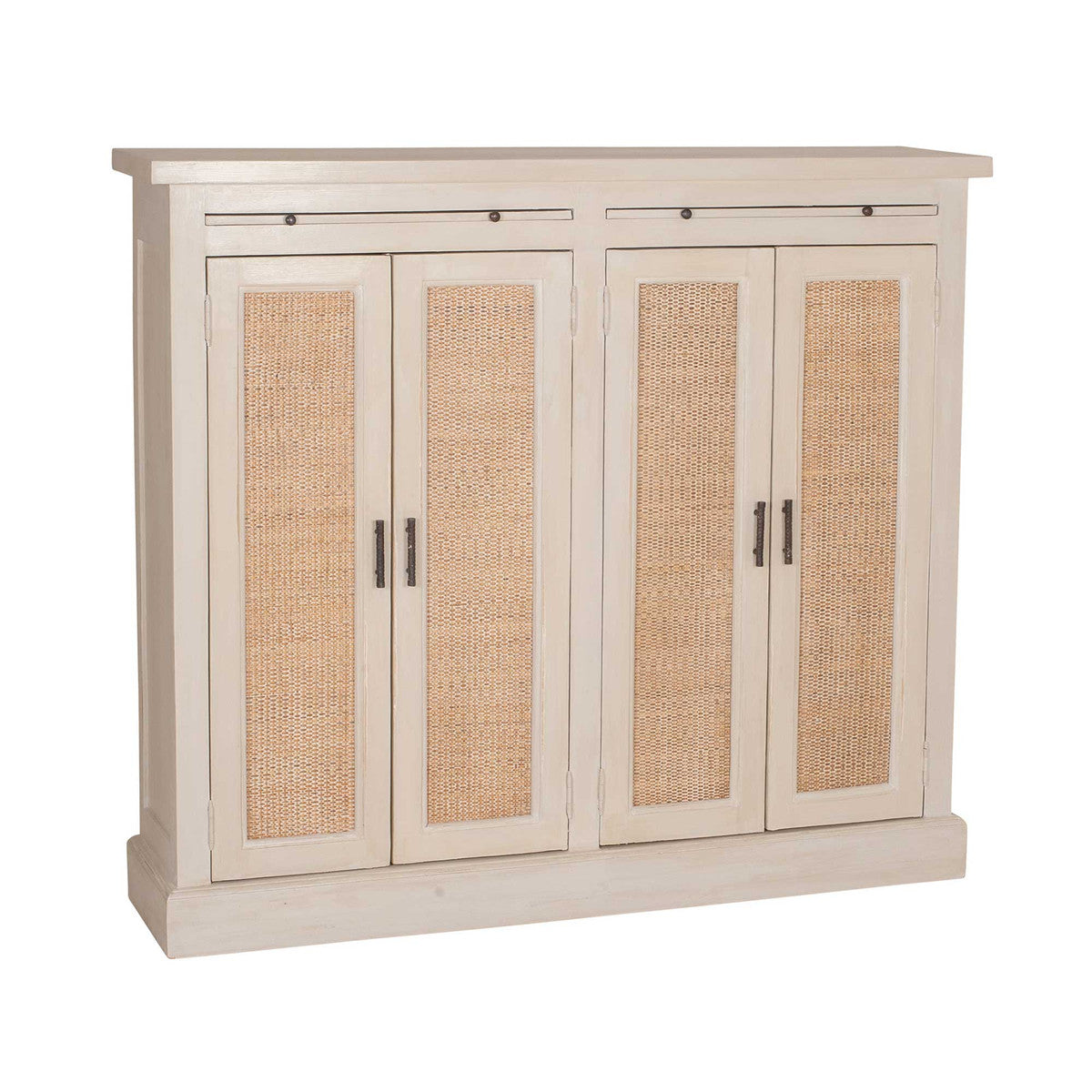 Smith Cabinet with Rattan Inset  | Newport Lamp And Shade | Located in Newport, RI