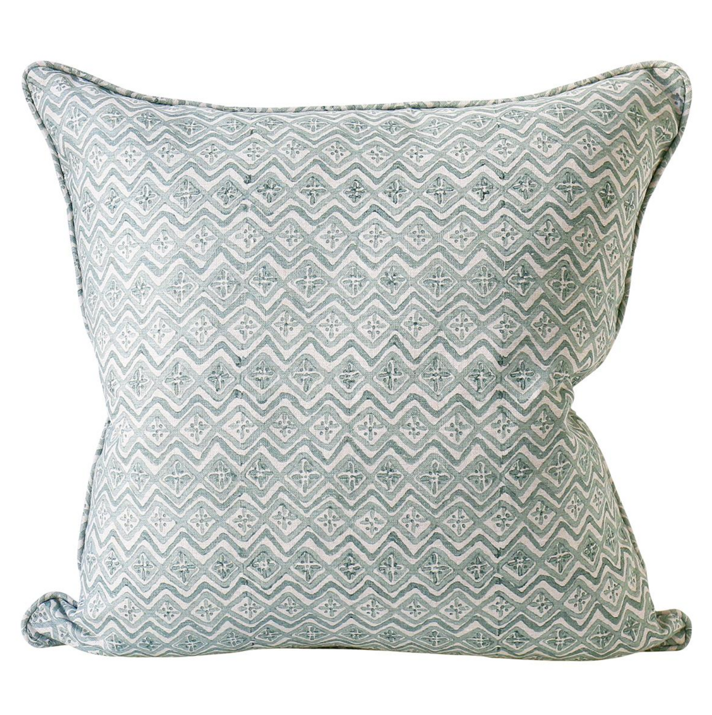 Sardinia Celadon Linen Cushion 20" x 20"  | Newport Lamp And Shade | Located in Newport, RI