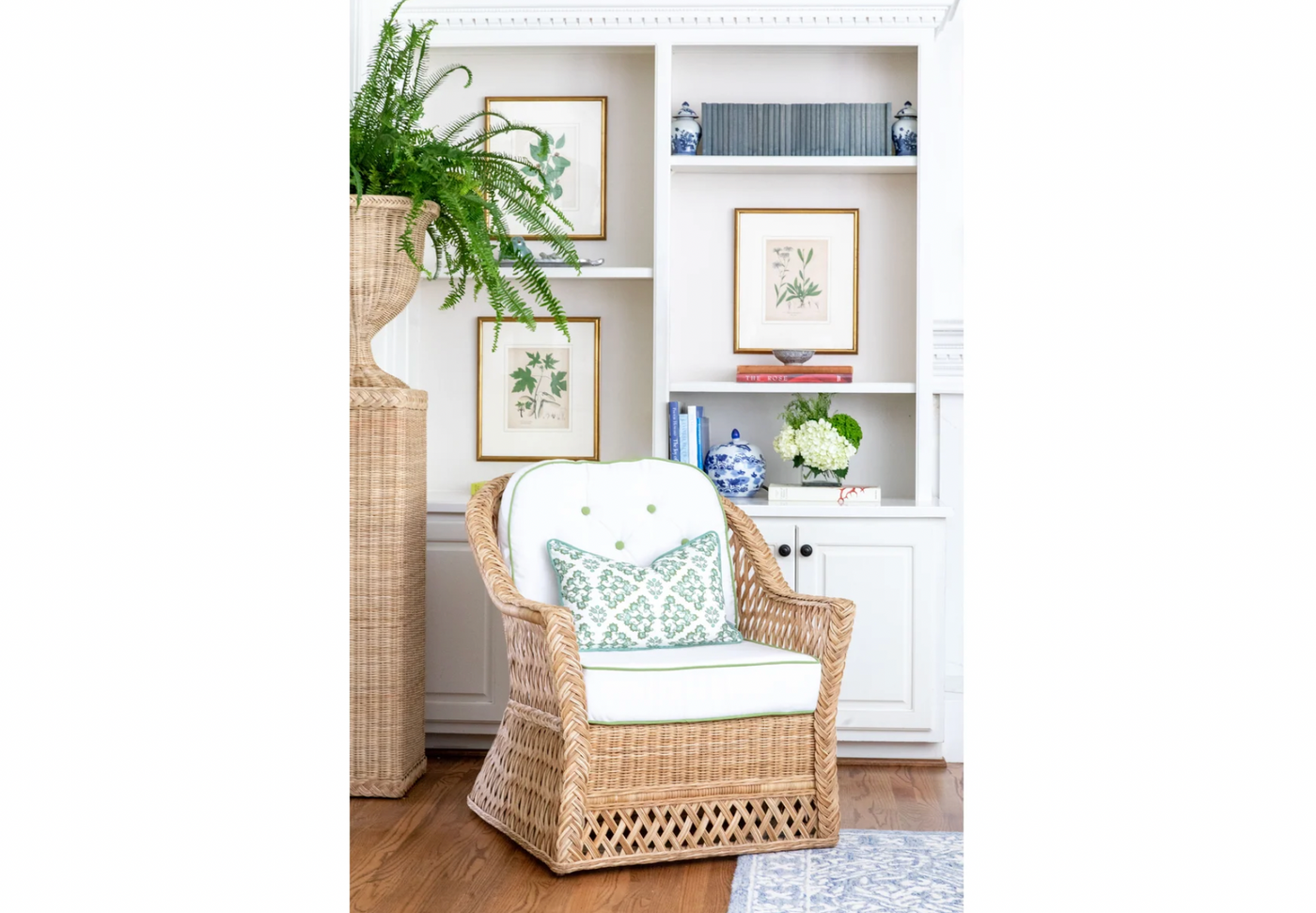 A Pair of Trellis Lounge Chairs  | Newport Lamp And Shade | Located in Newport, RI