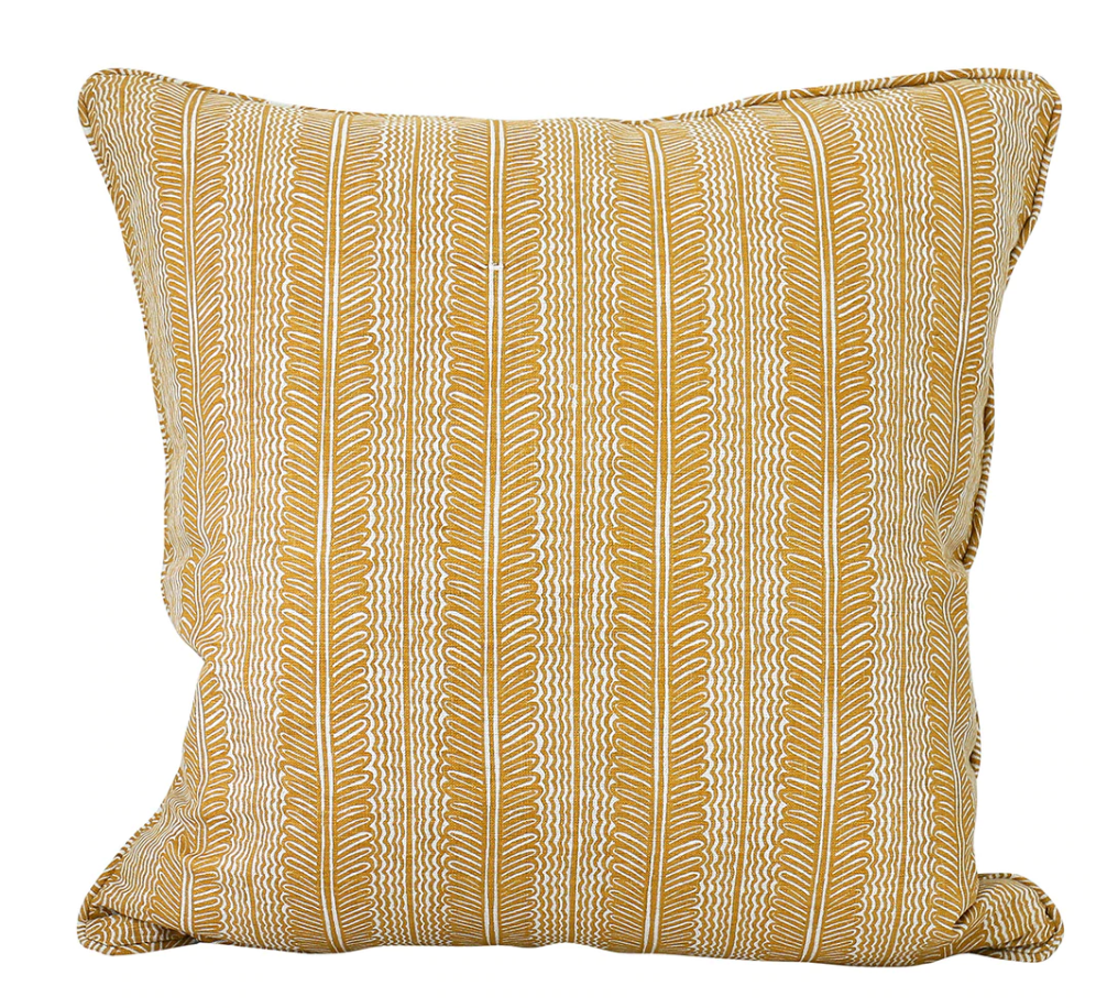 Balos Saffron Linen Cushion 20" x 20"  | Newport Lamp And Shade | Located in Newport, RI