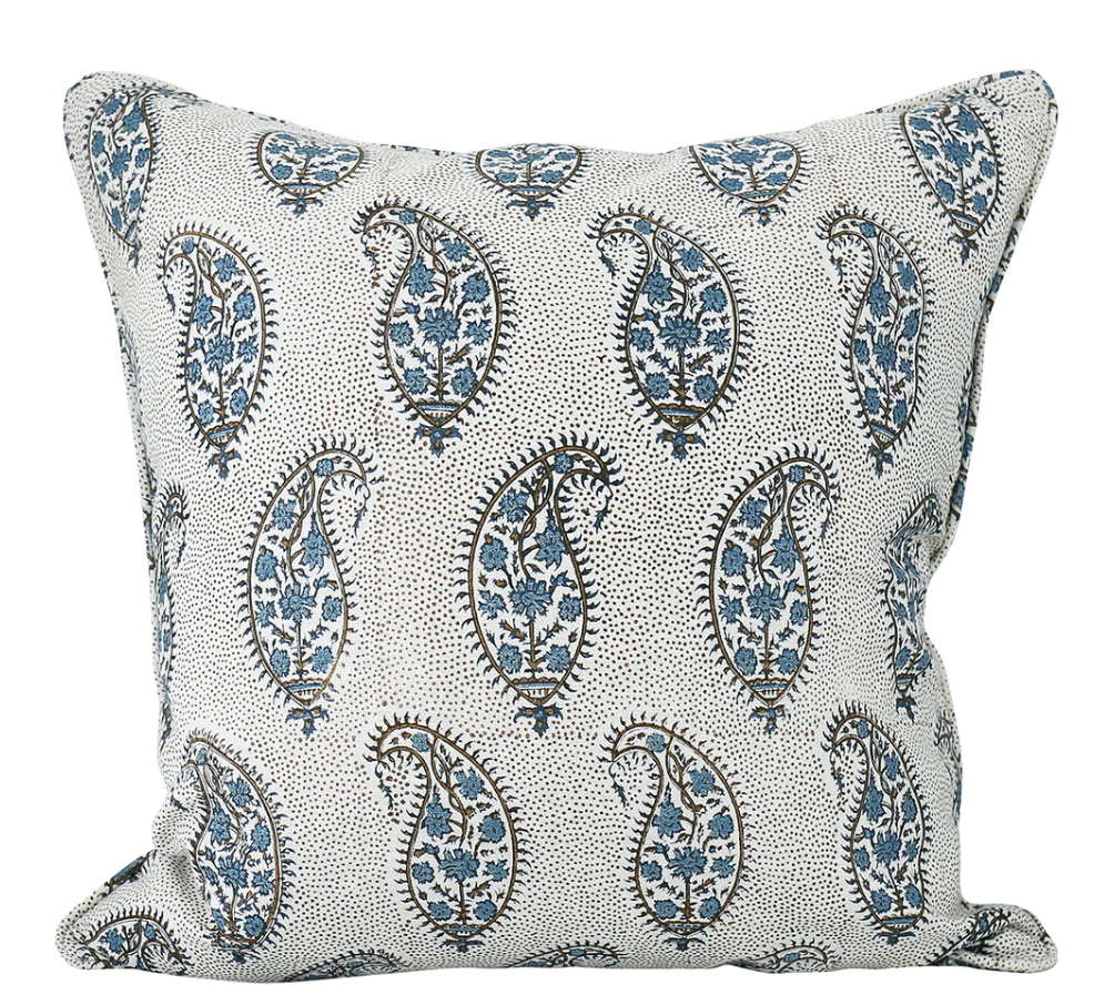 Paisley Tobacco Linen Cushion 20" x 20"  | Newport Lamp And Shade | Located in Newport, RI