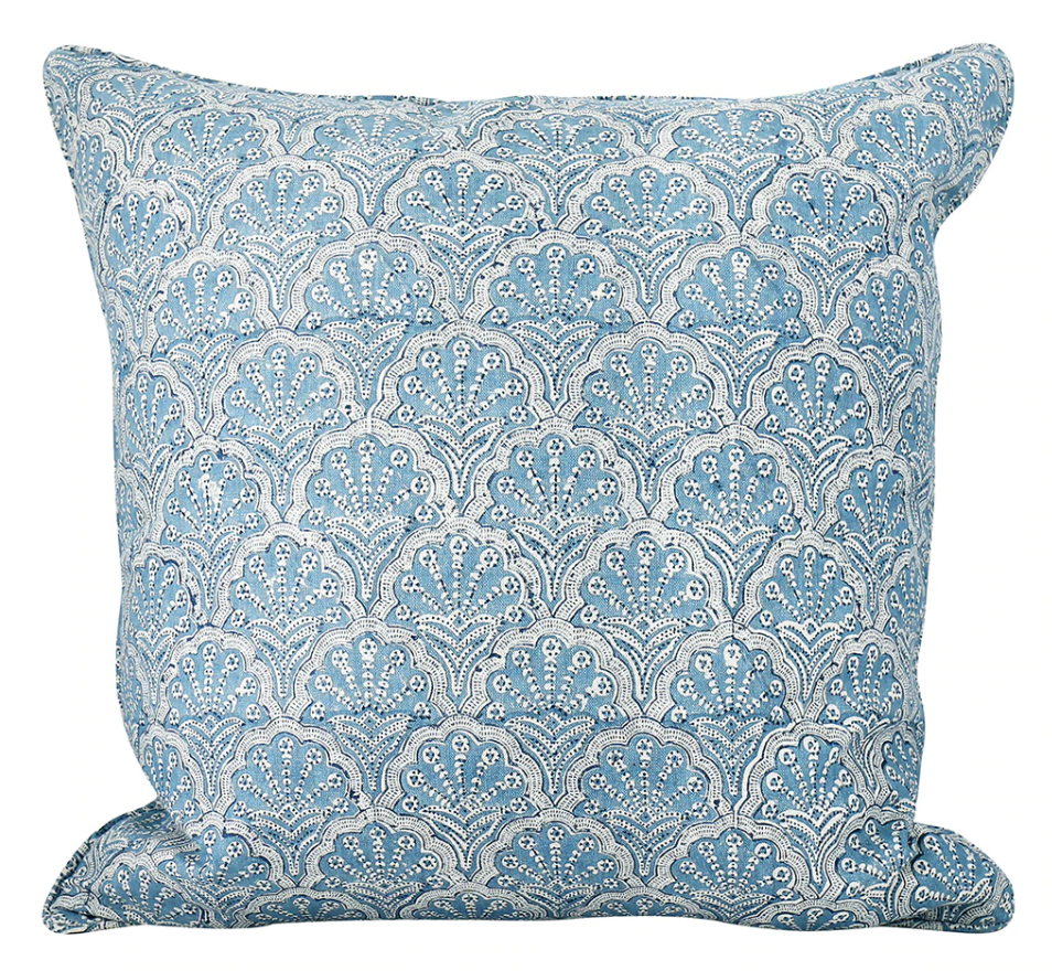 St. Tropez Azure Linen Cushion 20" x 20"  | Newport Lamp And Shade | Located in Newport, RI