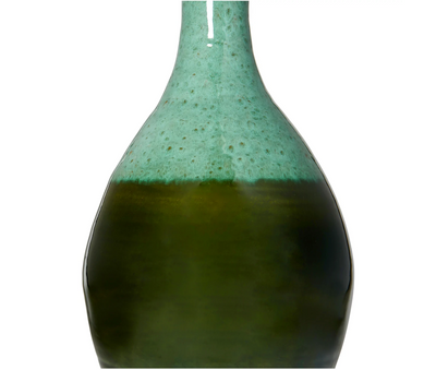 A Graduated Green Tall Urn Ceramic Table Lamp by Penny Morrison | Newport Lamp And Shade | Located in Newport, RI