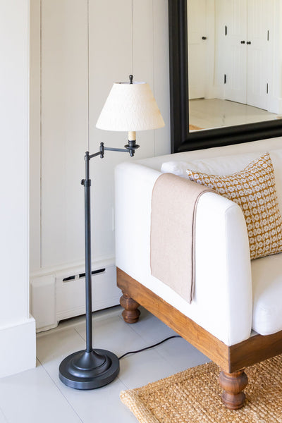 Swing Arm Floor Lamp with Adjustable Height | Newport Lamp And Shade | Located in Newport, RI