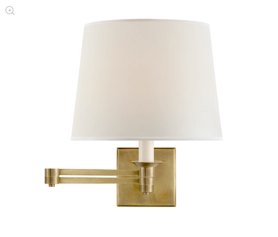 Swing Arm Wall Light in Natural Brass Finish  | Newport Lamp And Shade | Located in Newport, RI