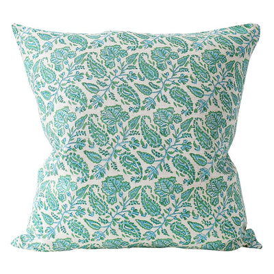 Chintz Emerald Linen Cushion 20" x 20"  | Newport Lamp And Shade | Located in Newport, RI