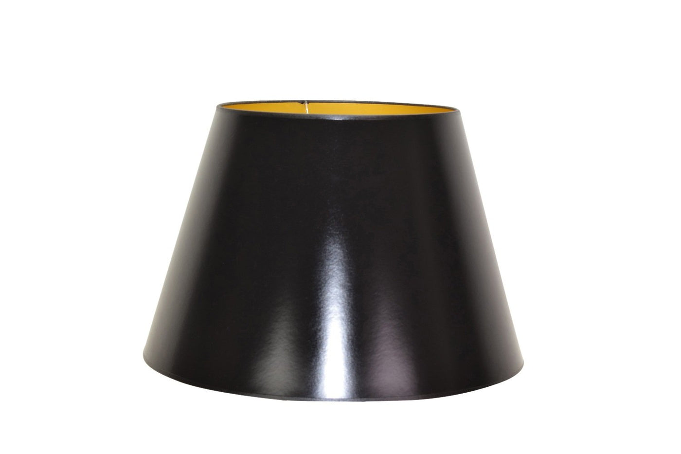 Black Satin Lampshade with White Lining 9" T x 14" B x 10" S  | Newport Lamp And Shade | Located in Newport, RI