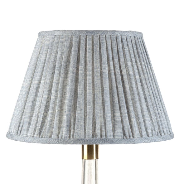 14" Fermoie Lampshade - Moire Linen in Blue | Newport Lamp And Shade | Located in Newport, RI